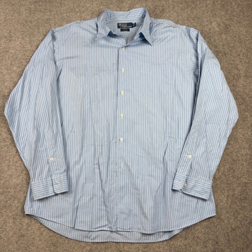 Polo Ralph Lauren Button Down Mens XL Blue Striped Merrin Cotton Shirt Preppy
